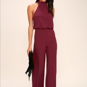Lulu’s Wine red halter jumpsuit